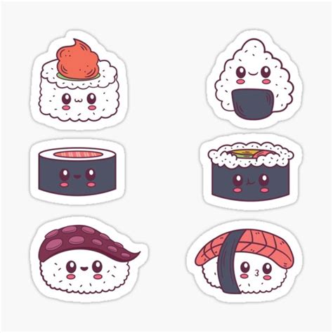 Sushi Kawaii Characters Sticker By Teesmii Redbubble