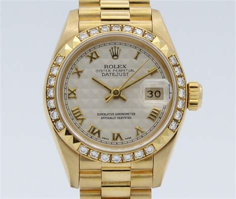 Rolex Oyster Perpetual Datejust Diamonds Automatic 18k Gold Lady 69268 ...