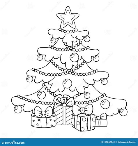 Christmas Tree Drawing Black And White