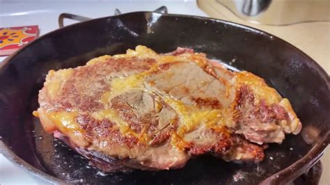 How To Cook Ribeye Steak In A Cast Iron Skillet Pan Seared Steak Youtube