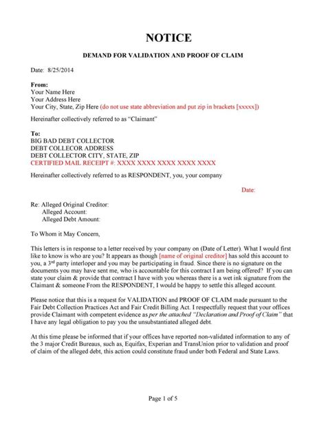 Debt Validation Letter Template Sarseh