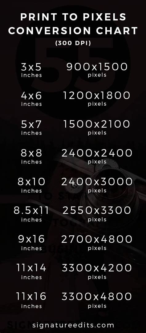 Pixels To Inches Conversion Infographic