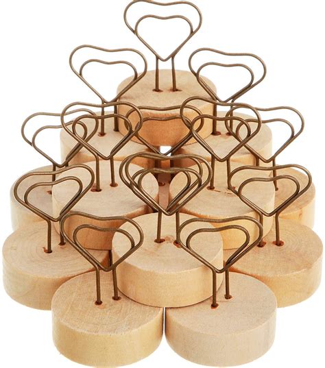 Heldig 15 Pieces Heart Shaped Wooden Picture Holder Wood Table Picture