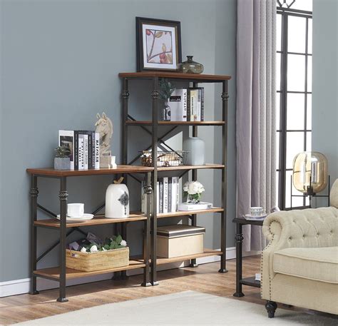 O K Furniture Shelf Open Bookcase Furniture Industrial Wood And