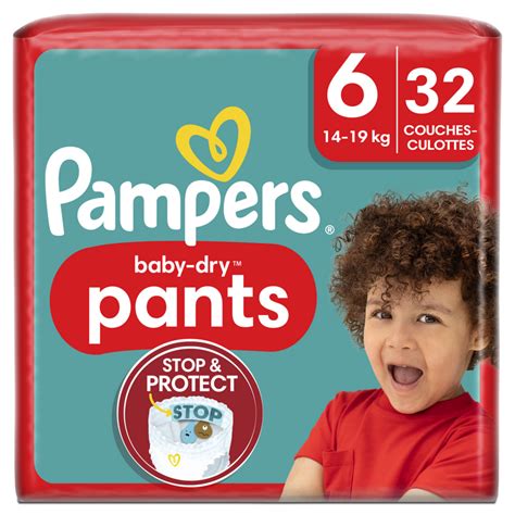 PAMPERS COUCHES CULOTTES BABY DRY Taille 6 15kg Et Plus Paquet De