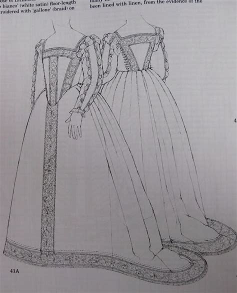 Drawing Of Dress From Pisa Mid To Late 16th Century Italy