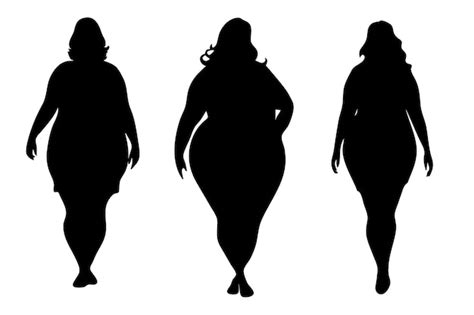 Premium Vector Fat Woman Vector Silhouette On A White Background Fat Girl In Different Poses