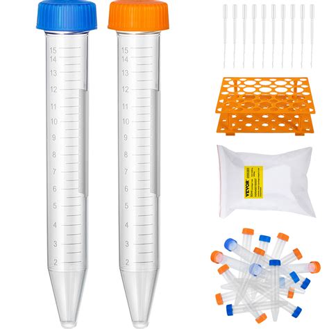 Vevor Conical Plastic Centrifuge Test Tubes Ml Eo Sterilized W Rack