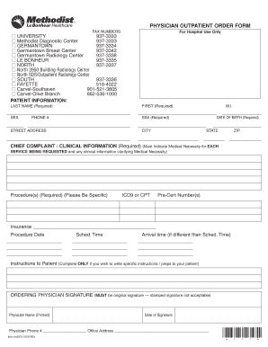 Fillable Online Physician Outpatient Order Form Fax Email Print Pdffiller