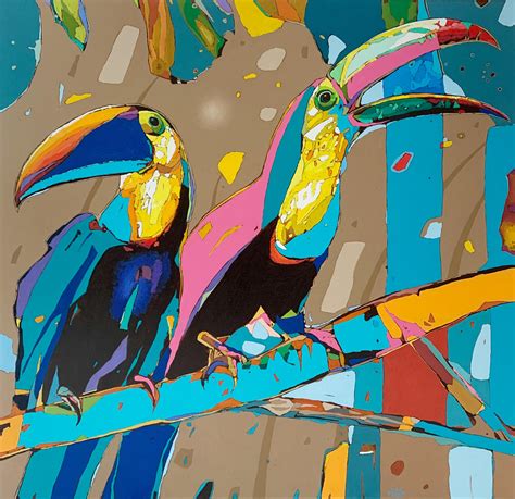 Rafał Gadowski Toucans 11 Figurative Oil Painting Pop Art Animals