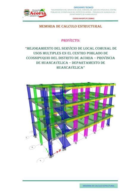 Memoria De C Lculo Estructural Jorge Luis Cuva Perez Udocz