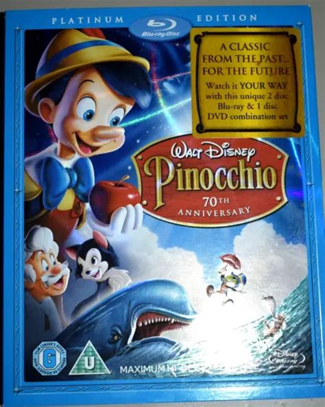 2009 Disneys Platinum Edition 70th Anniversary Pinocchio Blu Ray Dvd