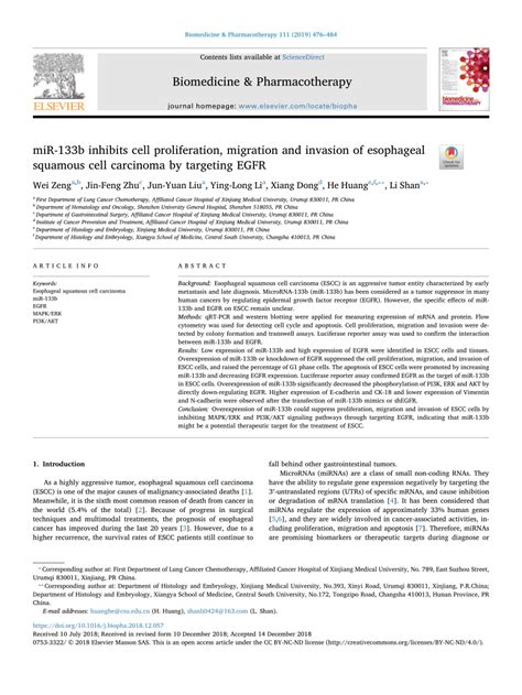 Pdf Mir 133b Inhibits Cell Proliferation Migration And Invasion Of