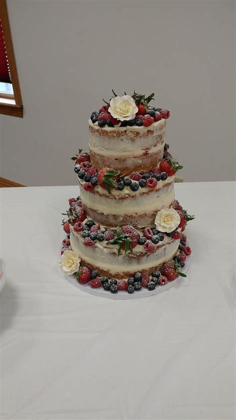 Naked Wedding Cake With Berries Cake By M1bame CakesDecor