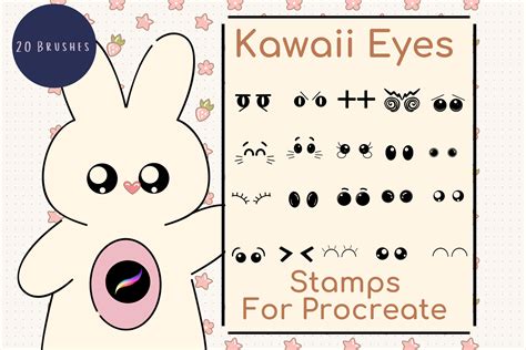 Procreate Kawaii Eyes Stamps X By Mini Trez Design Thehungryjpeg