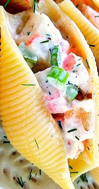 Seafood Salad Stuffed Shells Seafood Salad Sea Food Salad Recipes Cooking Seafood