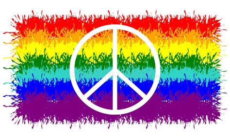 Peace Symbol On Artistic Rainbow Flag Colors Isolated Stock