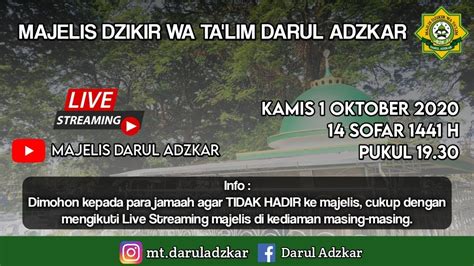 Live Streaming Pengajian Rutin Malam Jum At Majelis Dzikir Wa Ta