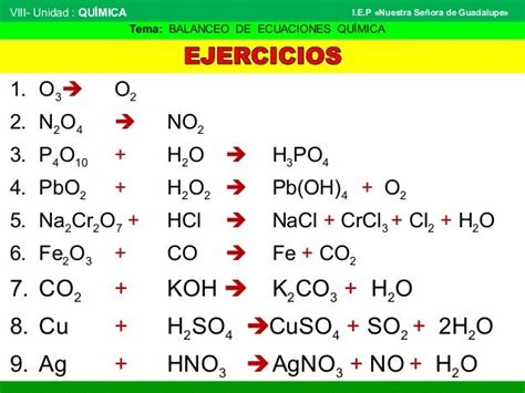 Balanceo De Ecuaciones Químicas