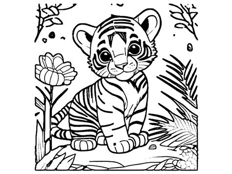 Baby Tiger Coloring Page