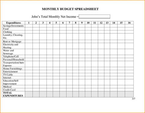 Monthly Personal Expenses Spreadsheet Spreadsheet Downloa monthly ...