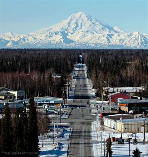 Soldotna Mt Redoubt In The Backgrounda Road Well Traveled Back To