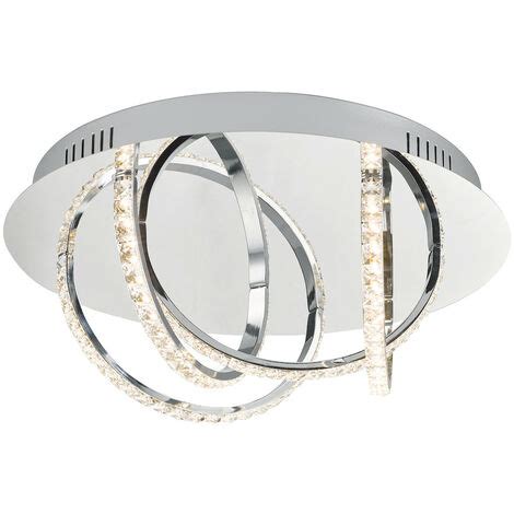 Dar Zancara Plafonnier Affleurant Chrome Poli Et Cristal Led X Led