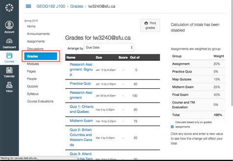 How do I view my grades? - Canvas Support - Simon Fraser University