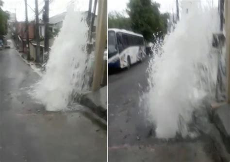 Vídeo Tubulação se rompe e água invade casas em Manaus