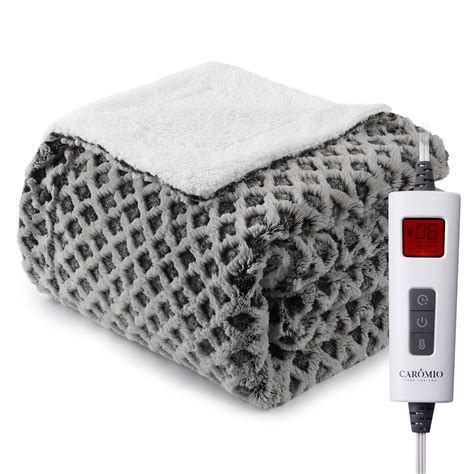 Caromio Heated Blanket Electric Throw Blanket Sherpa Tufted Heating Lap