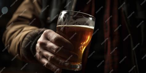 Premium Photo Man Holding Glass Of Beer Close Up