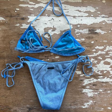 The Cutest Blue Triangl Sparkly Bikini Love It Just Depop
