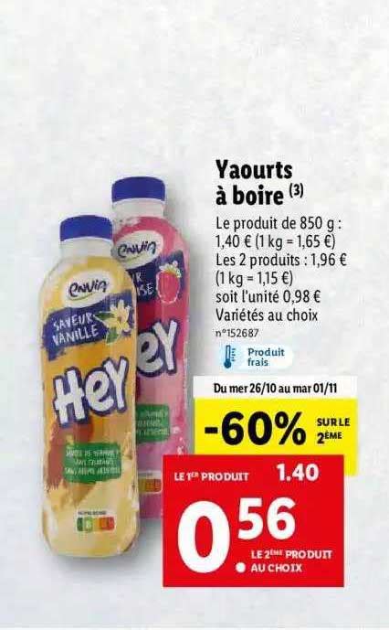 Promo Yaourts à Boire Envia chez Lidl iCatalogue fr