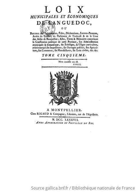 Loix municipales et économiques du Languedoc ou Recueil des