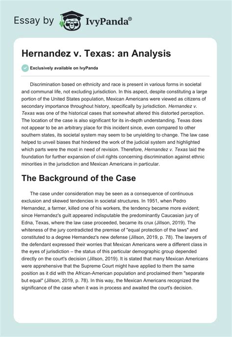 Hernandez v. Texas: an Analysis - 1117 Words | Research Paper Example