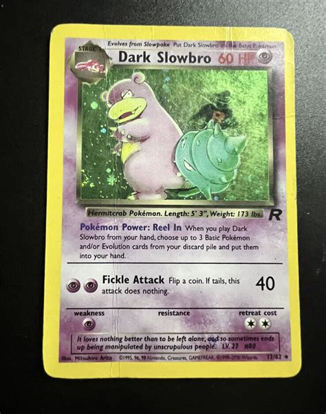 Vintage Rare Dark Slowbro Team Rocket Holo Pokemon Card Wotc