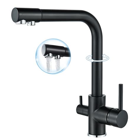 Buy ROVOGO 3 In 1 Black Kitchen Sink Mixer Tap With Drinking Filtered