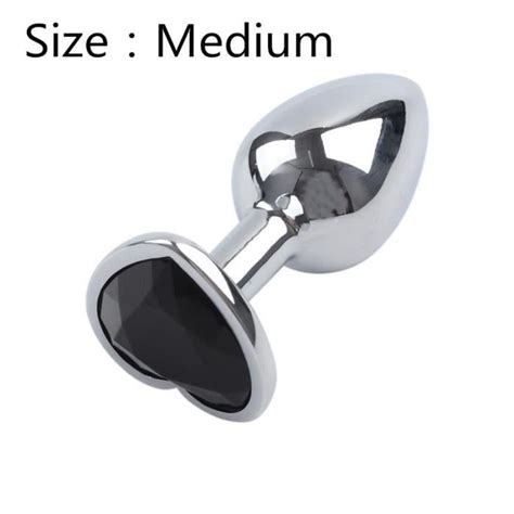 Noir M Plug Anal en métal en forme de cœur Jouets sexuels En acier