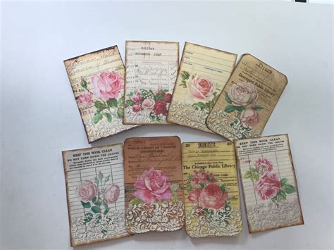 24 LIBRARY CARDS 3 Vintage Printable Ephemera Sets Plain Lace