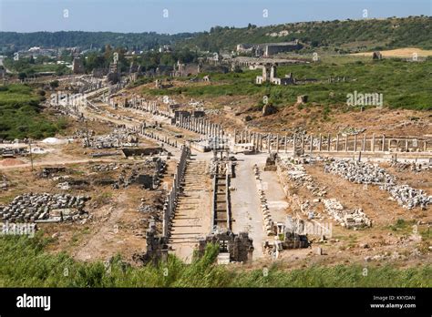 Aerial View Over The Roman Ruins At Perge Antalya Turkey Stock Photo