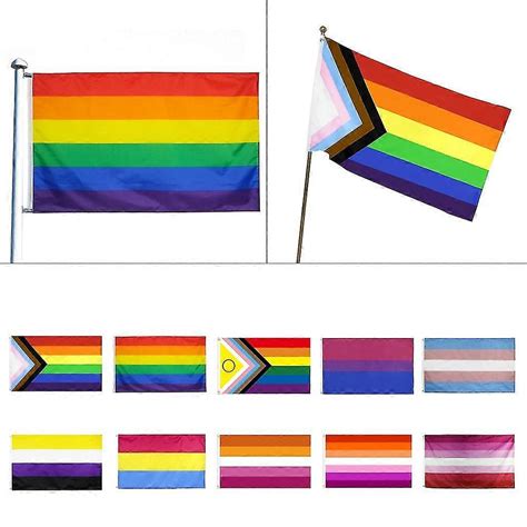 Rainbow Flag Brass Grommets Lgbt Gay Rainbow Progress Pride Flag Banners Fruugo Uk