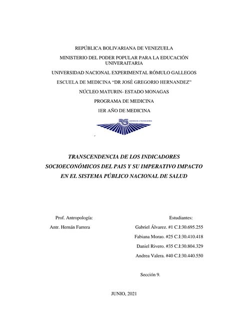 SOLUTION Trabajo De Antropologia 2 Transcendencia De Los Indicadores