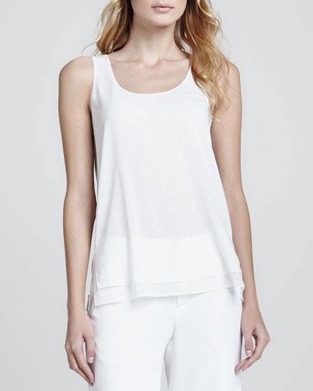 Vince Double Layer Silk Tank Lace