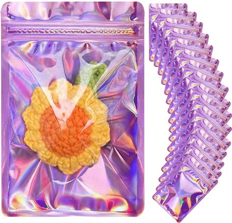 100pcs Holographic Bags For Small Business Resealable Mylar Bags For Food Storage Snack Size