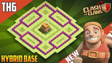 New Base Th6 Hybridtrophy Base 2018 Coc Town Hall 6 Th6 Hybrid