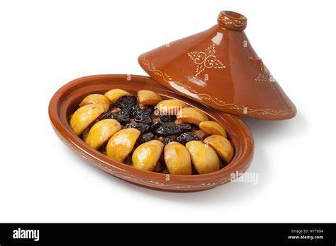 Tajine marocain traditionnel ovale de fête avec de la viande, les ...