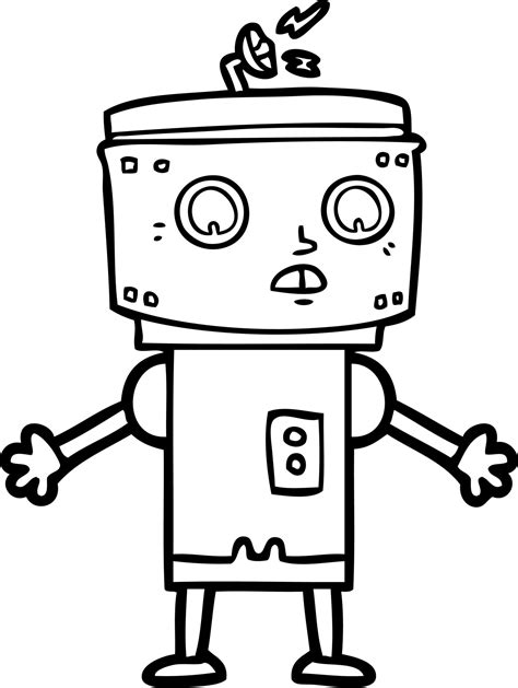 cartoon line drawing robot 12465216 Vector Art at Vecteezy