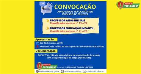 Munic Pio Realiza Nova Chamada De Aprovados Para Os Cargos De Professor