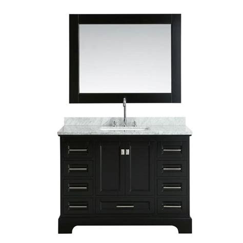 Design Element Omega 48 In Espresso Single Sink Bathroom Vanity With White Marble Top Mirror