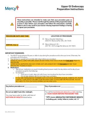 Fillable Online Upper Gi Endoscopy Before Your Procedure Fax Email